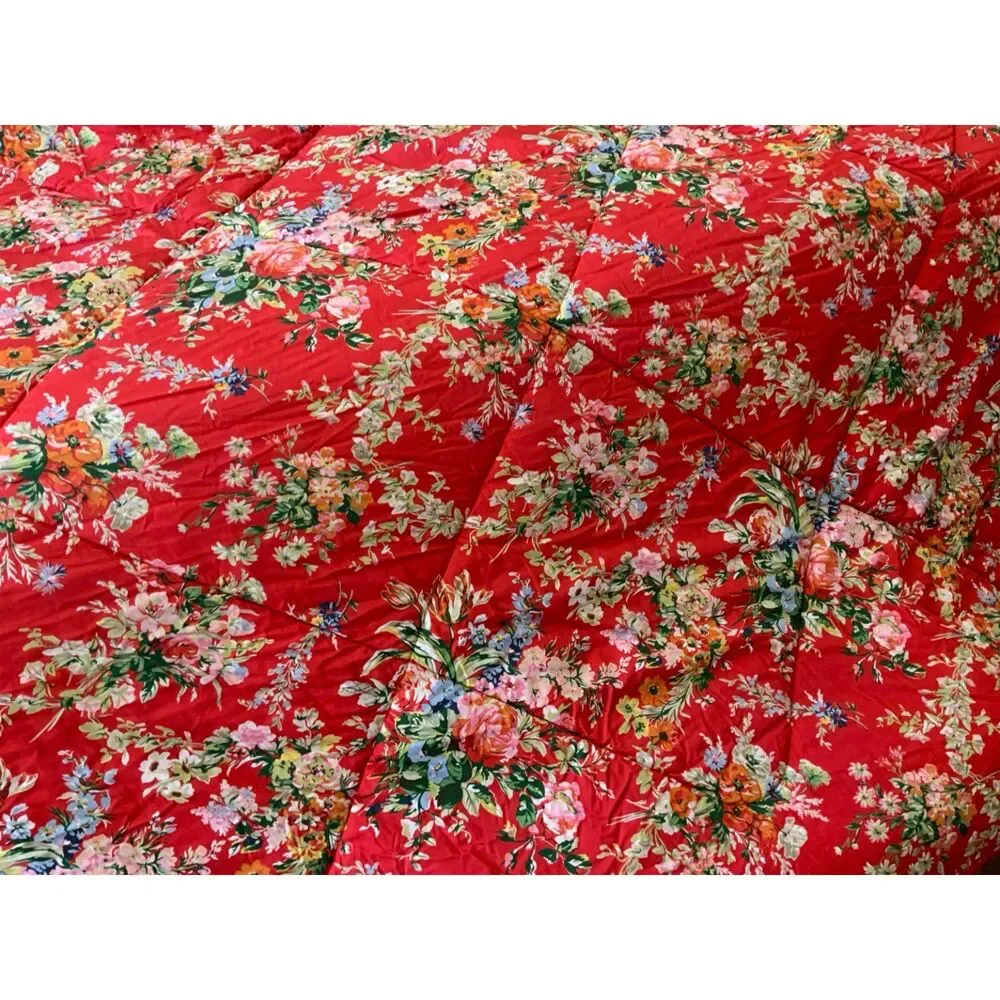 Pair of Ralph Lauren Belle Harbor Red Floral Twin Comforters